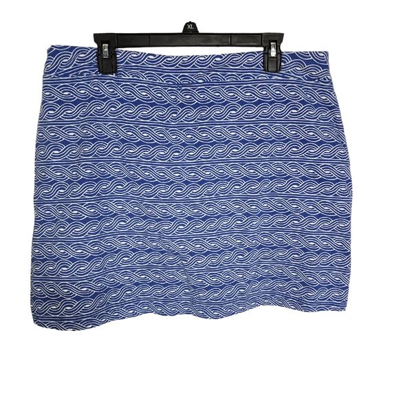 Talbots Petites Womens Skort Size XLP Blue White Geometric Pull On Pockets Knit - Picture 2 of 7